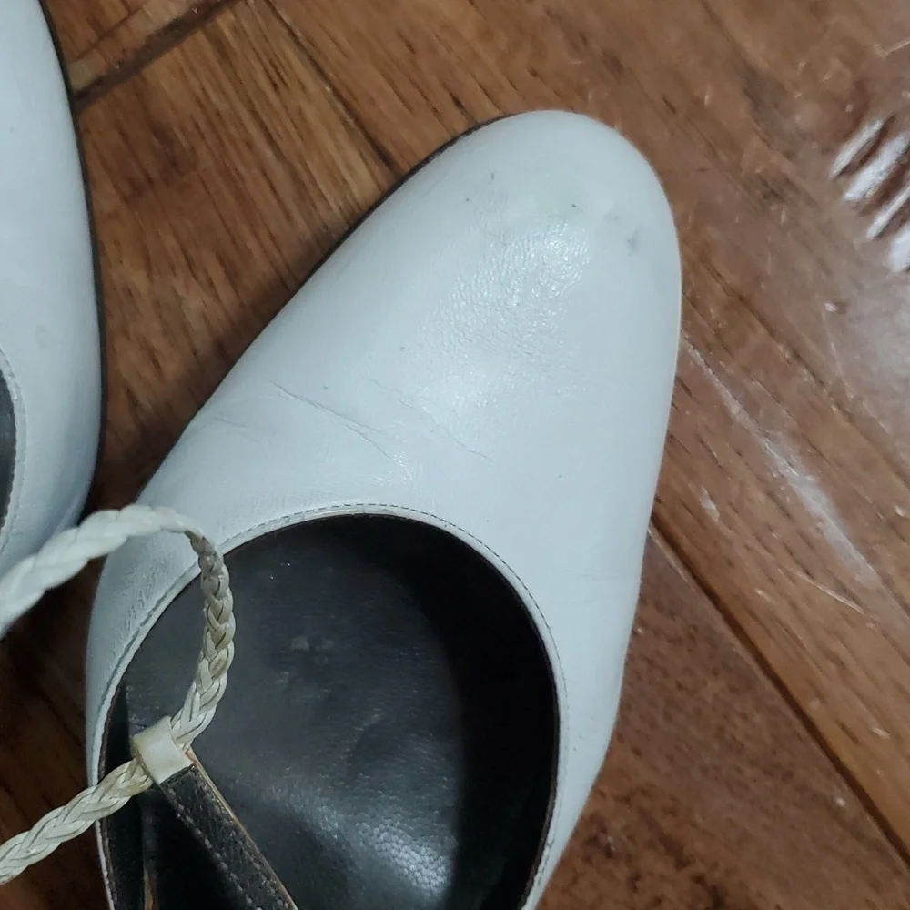 Versace Ankle Tie Glam White Mary Jane Heels